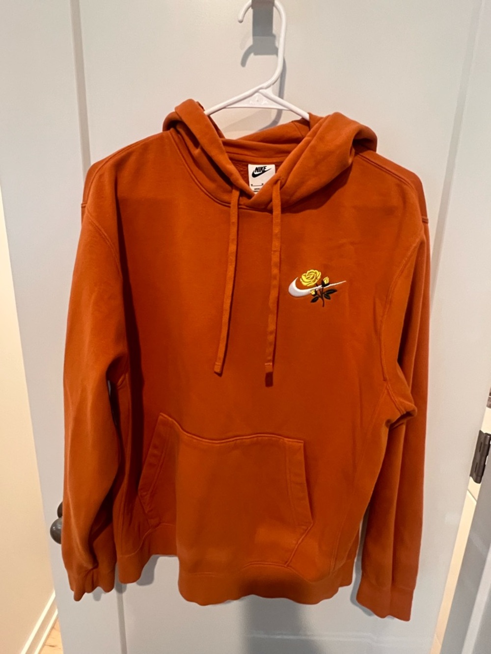 Nike Orange Crewneck Hoodie with Rose Swoosh